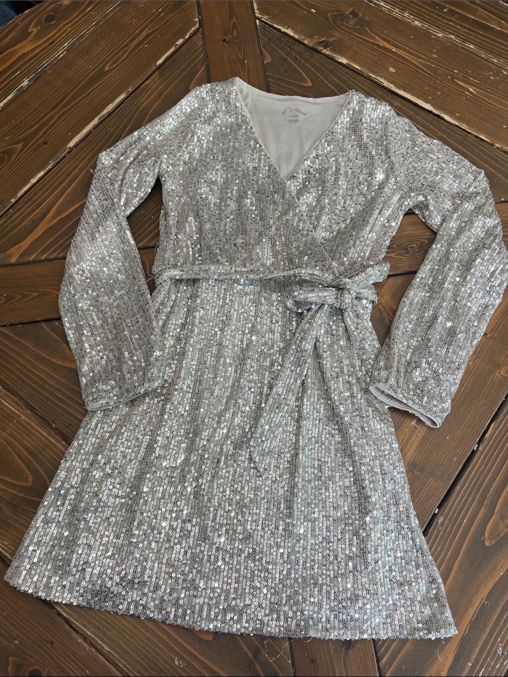 Silver Sequin Wrap Dress for Girls - Sparkle Party Dress